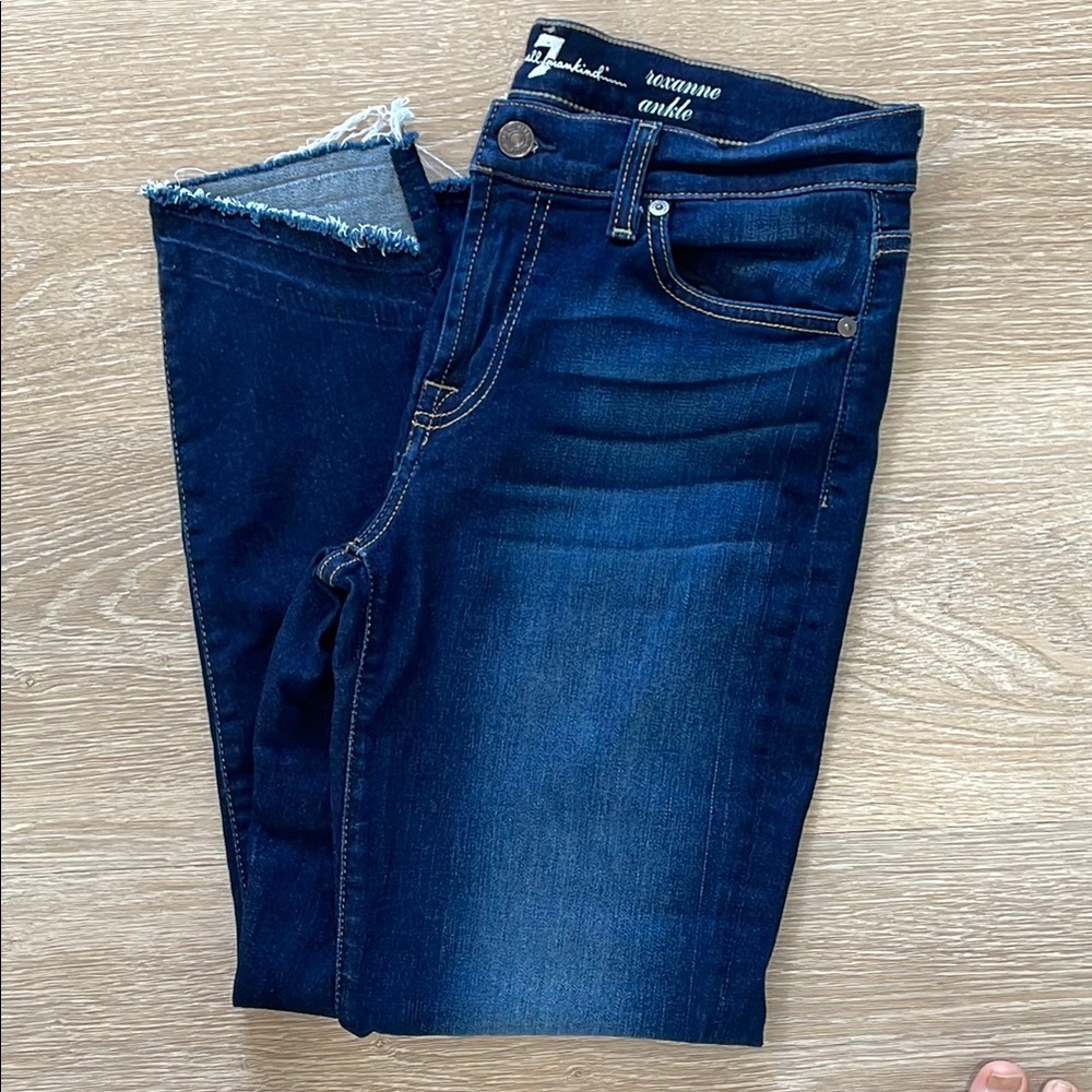 7 For All Mankind Dark Blue Ankle Jeans